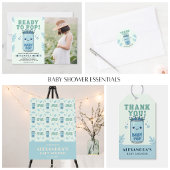 She's Ready to Pop Baby Shower Boy Boho Kawaii スクエアシール