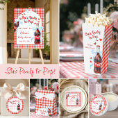 She's Ready to Pop Baby Shower | Red Gingham ペーパープレート
