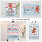 She's Ready to Pop Baby Shower Blue Gingham Photo サンキューカード