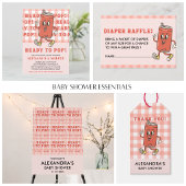 She Is Ready To Pop Red Gingham Soda Diaper Raffle エンクロージャーカード