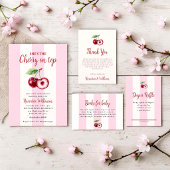 Sweet Cherry Watercolor Baby Shower Sticker ラウンドシール