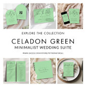 QRコードCeladon Greenのアーチを結婚スクリプト化 招待状