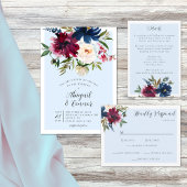 エンチャントガーデンライトブルーブルゴーニュ海軍 オールインワン招待状