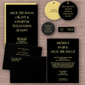 スポーツトリビアテーマ金ゴールドブラッククリスマスパーティー 招待状