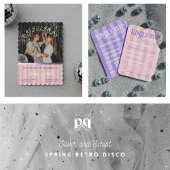 Dusty Pink Retro Spring Disco Wedding Photo セーブザデート