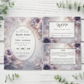 Silver and Soft Amethyst Winter Blooms Wedding 出欠カード (この独立クリエイターのコレクションをカスタマイズ。)