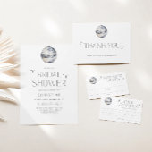 シルバーディスコボールスパークル ブライダルシャワー 招待状