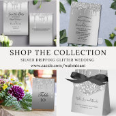 シルバーグリッタードリップスグラムエレガントな結婚式 スクエアペーパーコースター