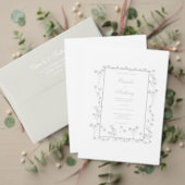 シルバーの花飾り縁取りのウェディング 招待状 (この独立クリエイターのコレクションをカスタマイズ。テスト)