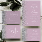 銀モダングリッター埃薄紫QRコード結婚ズ 招待状