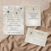 銀金ゴールド雪の結晶の冬の結婚式 サンキューカード (この独立クリエイターのコレクションをカスタマイズ。)