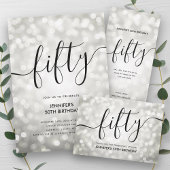 シルバーグリッターライト50th誕生日ありがとう サンキューカード