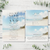 シンプルビーチ結婚式 出欠カード (この独立クリエイターのコレクションをカスタマイズ。)