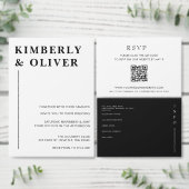 バジェットブラックアンドホワイト結婚式招待状 (この独立クリエイターのコレクションをカスタマイズ。)