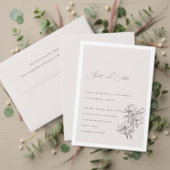 エレガントシンプルラインアートの花と縁ど 出欠カード (この独立クリエイターのコレクションをカスタマイズ。テスト)