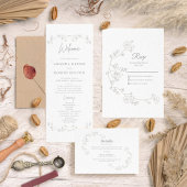 ミニマエレガントリストフローラ結婚式招待状 招待状