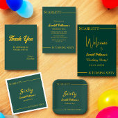 ラグジュアリーエレガントグリーンアンド金ゴールドモダン誕生日 スタンダードカクテルナプキン