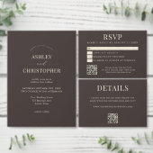 Simple Brown Modern Elegant Wedding 招待状 (この独立クリエイターのコレクションをカスタマイズ。)