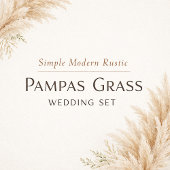 Modern Rustic Pampas Grass Wedding Menu Card