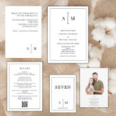 Black White Qr Code Minimal Wedding Details エンクロージャーカード