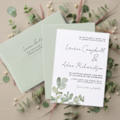 Modern Green & White Botanical Wedding 出欠カード (この独立クリエイターのコレクションをカスタマイズ。テスト)