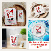 Six Seven Birthday Skeleton Hands Party 招待状