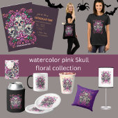 スカルフローラ、骨格水カラーピンク、ハロウィーン。 Tシャツ