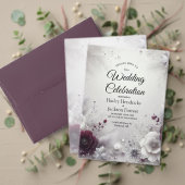 Snow-Kissed Plum and Ivory Floral Wedding 招待状 (この独立クリエイターのコレクションをカスタマイズ。テスト)