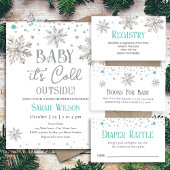 スノーフレーク赤ちゃんシャワーおむつラッフル エンクロージャーカード