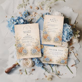 Soft Blue Wildflower Garden Wedding 出欠カード