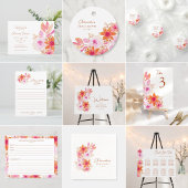 ボーホー ピンク オレンジ 花 シャワー カスタム 折りたたみ式 サンキューカード