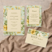 淡い緑とベージュの花のウェディング セーブザデート (この独立クリエイターのコレクションをカスタマイズ。)