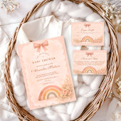 Soft Pastel Boho Rainbow Baby Shower 招待状