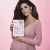 Soft Pink Bow Girl Baby Shower ワインラベル