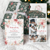 ロマンチックエレガントなソフトウォーター色のフローラクリスマス ラッピングペーパー