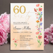 Soft Wildflower 60th Birthday For Her - 60 Years 招待状