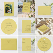 Minimalist Summer Yellow Elegant Wedding Thank You フェイバータグ