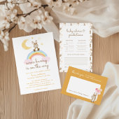 水の色バニー赤ちゃんシャワーのギフトとカード 台座サイン