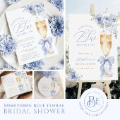 Something Blue Floral Bridal Shower Arched 招待状