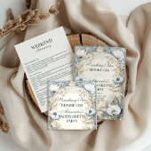 Something Blue Winter Floral Bachelorette 招待状