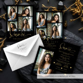 Spanish Black Trendy Quinceañera Collage 4 Photos 箔ポスター