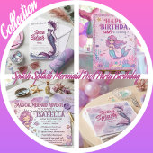 Whimsical Mermaid Tail Dive into Five 5th Birthday 招待状