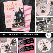 不気味One Pink Halloween 1st Birthdayパーティー スタンダードカクテルナプキン