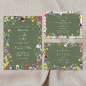 Spring Boho Chic Colorful Wildflower Wedding  エンクロージャーカード