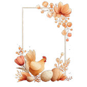 Happy Easter Floral Greeting Card with Chicken カード