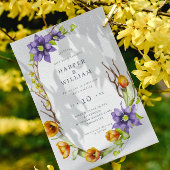 1歳の誕生日バプテスマ春の花卵形 招待状