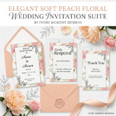 Soft Peach Spring Garden Wedding Invitation 招待状