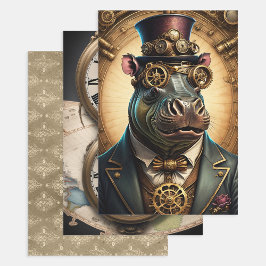 Collection Steampunk Animal - Hippopotamus  ラッピングペーパーシート