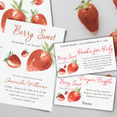 赤いちごモダンベリースイートベビーシャワー 招待状