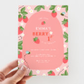 Strawberry Berry First Birthday Party Welcome ポスター